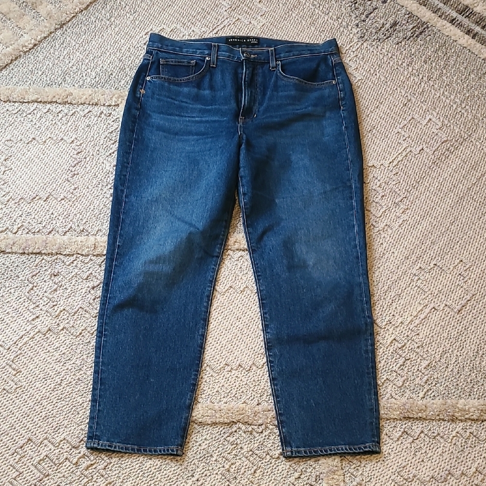 Veronica Beard Slim Straight High Rise Dark Blue Denim Jeans